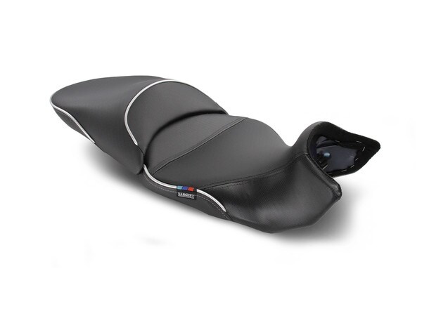Sargent World Sport Aftermarket Motorcycle Seat for the 2023+ BMW R 1300 GS with low version front and rear with DTX/GZ and silver welt